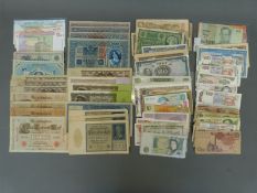 Approximately 130 largely used world bank notes,