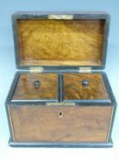 A 19thC inlaid walnut two division tea caddy,