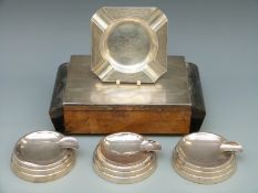 Three Walker and Hall hallmarked silver cigar ashtrays with weighted bases,