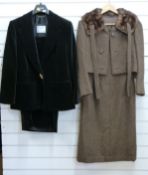 Separa Fink black velvet two piece skirt suit,