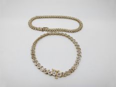 Two 9ct gold tennis bracelets each set with diamonds, 15.