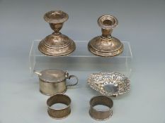 A hallmarked silver pierced bon bon dish, silver mustard,