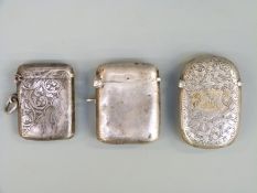 Three late 19thC / early 20thC hallmarked silver vesta cases