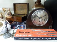 A quantity of collectables including hallmarked silver mounted whisky noggin,