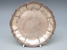 A Danish white metal tray with shaped edge, with Danish silver marks for 1936,