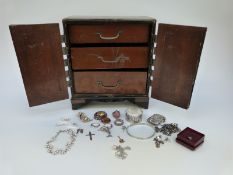 A Victorian silver brooch set with agate, Swarovski Crystal bracelet, vesta case, silver ring,