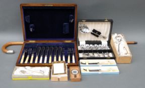 A quantity of mainly plated ware including a cased fish knife and fork set,