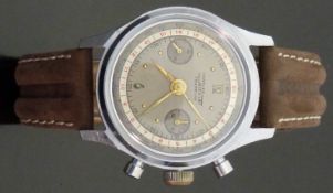 Charles Nicolet Tramelan gentleman's chronograph wristwatch with gold hands and dot markers,