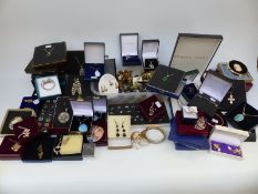 A large collection of silver necklaces, some set with malachite, marcasite, amber, bracelets,