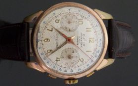 Butex Chronographe Suisse gentleman's chronograph wristwatch with gold minute and hour hands and