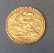 A 1902 gold half sovereign