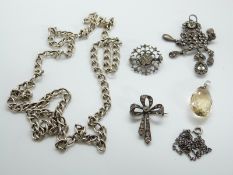 A silver Victorian pendant set with foiled paste,