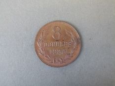 1889 Guernsey 8 doubles uncirculated with lustre