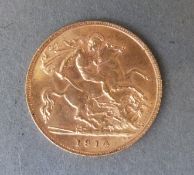 George V 1914 gold half sovereign