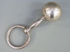 A white metal baby's rattle stamped Tiffany & Co 925 22064703, length 14cm,