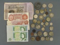 Approximately 130g of pre 1947 UK coinage includes 11g of pre 1920 Victorian florins, sundry coins,