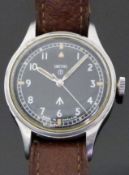 Smiths W10 gentleman's military wristwatch with luminous steel hands, white seconds hand,