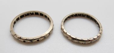 Two white gold eternity rings set with diamonds, size Q and O, 4.