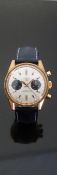 MEC gentleman's chronograph wristwatch with gold and luminous hands and gold faceted baton numerals,