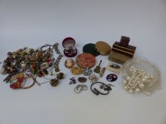 A collection of costume jewellery to include silver, white metal Victorian bangle, cufflinks,