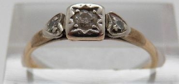 An 18ct gold ring set with diamonds in a platinum setting, size O, 1.