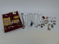 A collection of silver jewellery to include seven necklaces, two bracelets, earrings,