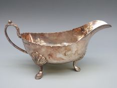 Victorian hallmarked silver sauce boat, Sheffield 1899 maker Harrison Brothers & Howson,