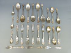 A Victorian Walker & Hall part canteen of Queens pattern cutlery of single struck design,