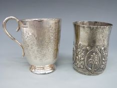 A Victorian hallmarked silver tankard, Sheffield 1886 maker's mark rubbed, height 10cm,