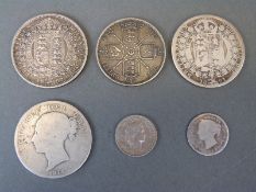 Three Victorian halfcrowns comprising grades ranging from just fine to VF, one with nice tone,