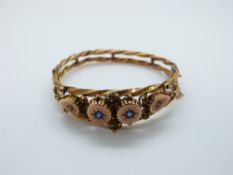 A 9ct gold Victorian bracelet set with blue paste and diamonds, 8.