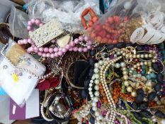 A large collection of costume jewellery to include filigree items, Keim brooch, bangles, beads,