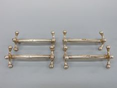 A set of four Victorian hallmarked silver knife rests, Sheffield 1896 maker Atkin Brothers,