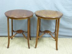 A pair of Edwardian inlaid mahogany circular tables,