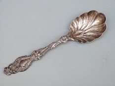 An American white metal Art Nouveau style spoon in the manner of Tiffany,