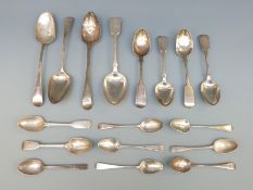 A quantity of Georgian and later hallmarked silver cutlery including a pair of table spoons,