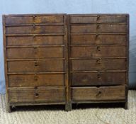 Two sets of collector's drawers containing a large quantity of labelled watch glasses,