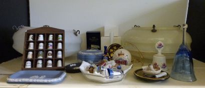 Two glass plafonniers, Wedgwood Jasperware,