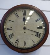 A late 19thC mahogany cased dial wall clock with anonymous single train fusee movement,