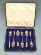 A cased set of George V suffragette figural top teaspoons,