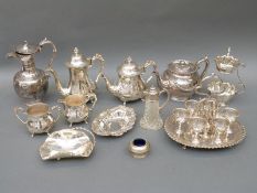 A quantity of silver plate including six person egg set,