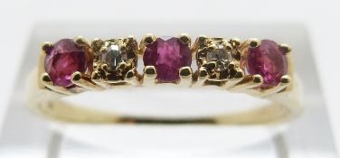 A 9ct gold brooch set with rubies and diamonds, size P/Q, 2.