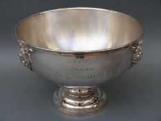 A large silver plated punch bowl or similar, engraved Champagne Charles de Cazonove,