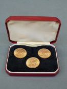 A 1966 set of three gold full sovereigns by Shell