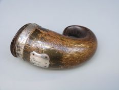 A 19th Scottish silver mounted horn snuff mull engraved Murdo McLean Keanlochour, length 9.