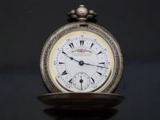 K Serkisoff & Co of Constantinople continental silver full hunter pocket watch with inset