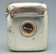 A Victorian novelty hallmarked silver vesta with inbuilt compass,