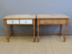 A pair of pine two drawer side tables,