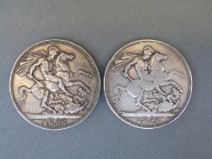 An 1892 silver crown and a 1896 silver crown