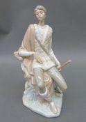Lladro figure of a man seated on a tree stump
